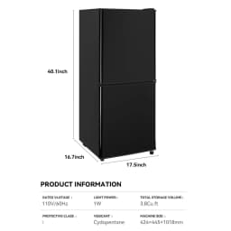 3.8 Cu.Ft Compact Refrigerator Double Door Mini Fridge with 2.3 Cu ft Freezer, Ultra Quiet, Mini Refrigerator for Dorm, Bedroom, Office, Black - Thumbnail 6