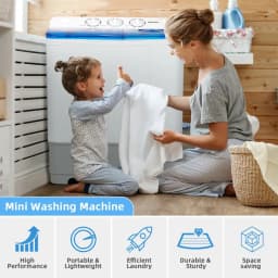 Resenkos 2-in-1 Portable 22lbs Capacity Washing Machine with Timer Control-Blue, Portable Washing Machine for RV, Apartments and Dorms - Thumbnail 5