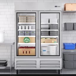 54 in. Commercial Two Glass Door Convertible Reach-In Refrigerator/Freezer with 49 Cu. Ft. Capacity in Stainless Steel, ETL Listed (KM-RIC-2DGD) - Thumbnail 4