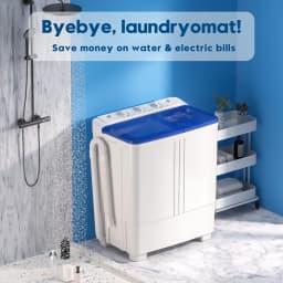 Auertech Portable Washing Machine, 20lbs Twin Tub Washer with Drain Pump Mini Compact Semi-Automatic Washer Spinner - Thumbnail 5