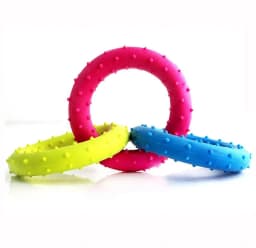 Darzheoy Rubber 3-Ring Tug Dog Toy, Pull Toy for Training and Teeth Cleaning, Interactive Tug of War Dog Chew Toy for Aggressive Chewers, Outdoor - Thumbnail 3