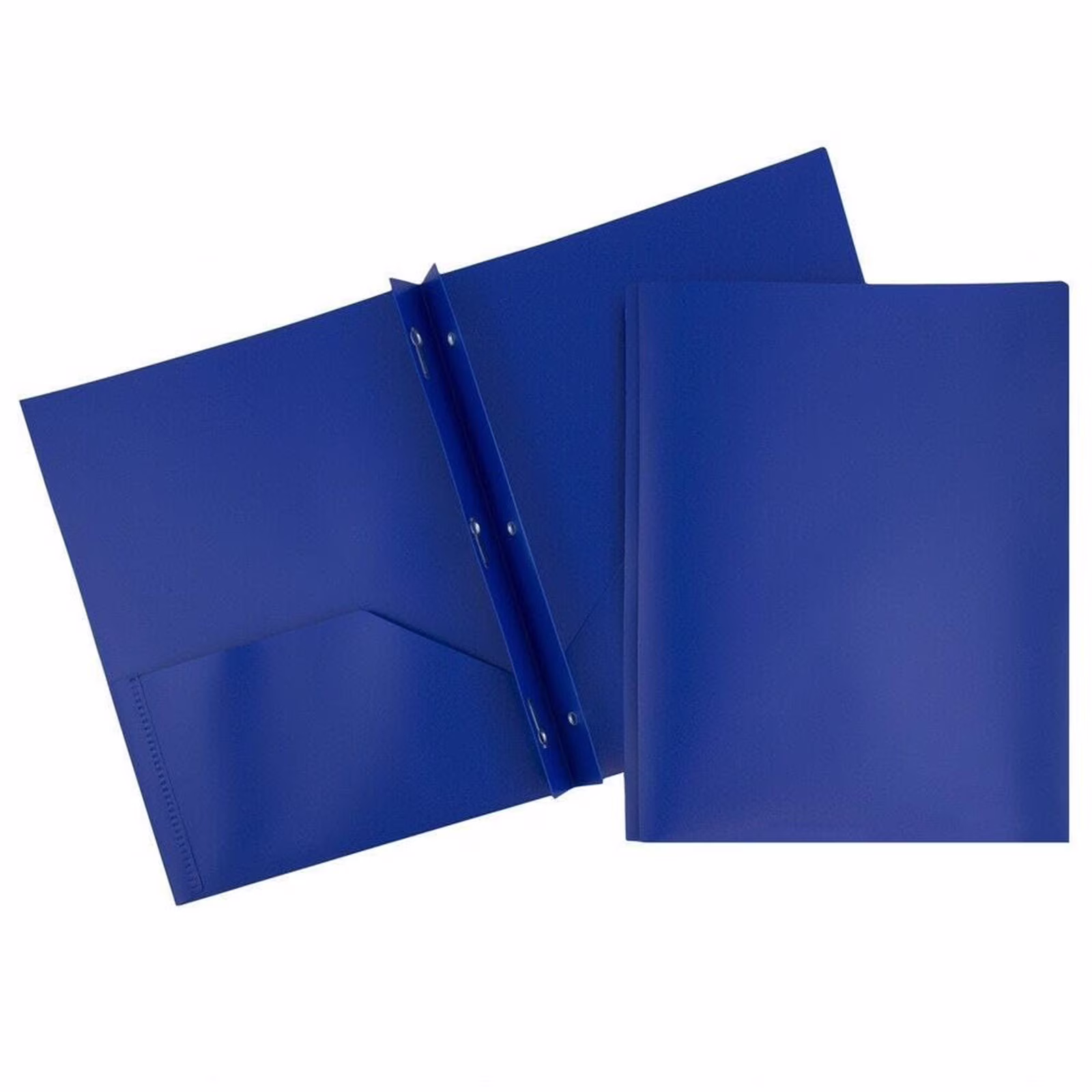 Two-Pocket Folder Plastic Colored File Folder Durable Pocket Folders with Prongs Letter Size Paper Folders with Metal Prong Fastener Clips, Blue - Thumbnail 7