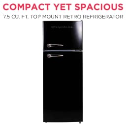 Frigidaire 7.5 Cu. ft. Top Mount Retro Refrigerator, Apartment-Size Fridge in Black - Thumbnail 1