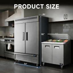 NSF 54'' Reach In Refrigerator 42 Cu.ft. Commercial 2-Door Upright Refrigerator in Stainless Steel - Thumbnail 2