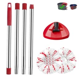 Rolarhola Spin Mop Replacement Set for O-Ceda EasyWring 1-Tank System, Includes 2 Mop Head Replacement, 1 Mop Handle (30-58in Adjustable 4-Section - Thumbnail 1