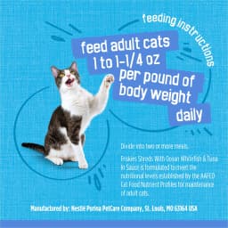 Purina Friskies Shreds, Ocean Whitefish and Tuna in Sauce, Wet Cat Food, 5.5 oz Can, 24 Pack - Thumbnail 9