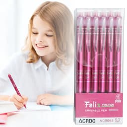 JUMNUYCUH 6Pcs Retractable Erasable Pens, 0.5mm Fine Point Pink Ink Gel Pens, Smooth Writing Pens for Drawing, Journaling and Note Taking, Make - Thumbnail 1