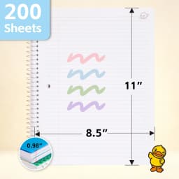 Comix 5 Subject Notebook,3-Pack College Ruled Spiral Notebook with Pocket Dividers 11"x 8.5", 200 Sheets,Black White Pink - Thumbnail 7