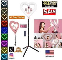 20'' Ring Light Live Streaming Selfie Heart Shaped professional &wireless remote - Thumbnail 1