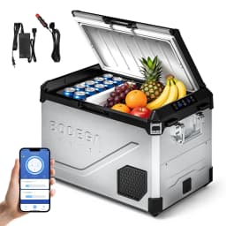 Bodega 63QT Portable Car Refrigerator, Dual Zone 12V/24V Stainless Steel Electric Cooler with App Control, Heavy-Duty Metal Fridge for SUV, Truck - Thumbnail 1