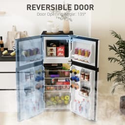 HOMCOM Small Fridge with Freezer, 4 Cu Ft Refrigerator with Shelves, Silver - Thumbnail 5