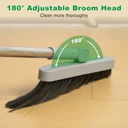 Michnild 3 in 1 Broom and Dustpan Set with Adjustable Push Broom Long Handle Floor Sweeping Combo Home Kitchen,Gray - Thumbnail 5