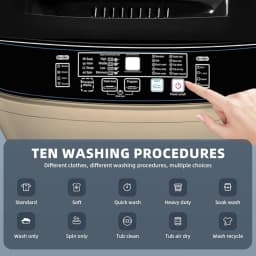 Top Load Washing Machine 17.7 lbs Full Automatic Clothes Washer with 10 Programs & 8 Water Levels for Apartment,Bathroom, Gold - Thumbnail 4