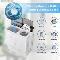 Costway 21 LBS Portable Compact Mini Twin Tub Washing Machine Drain Pump Spinner - Thumbnail 6