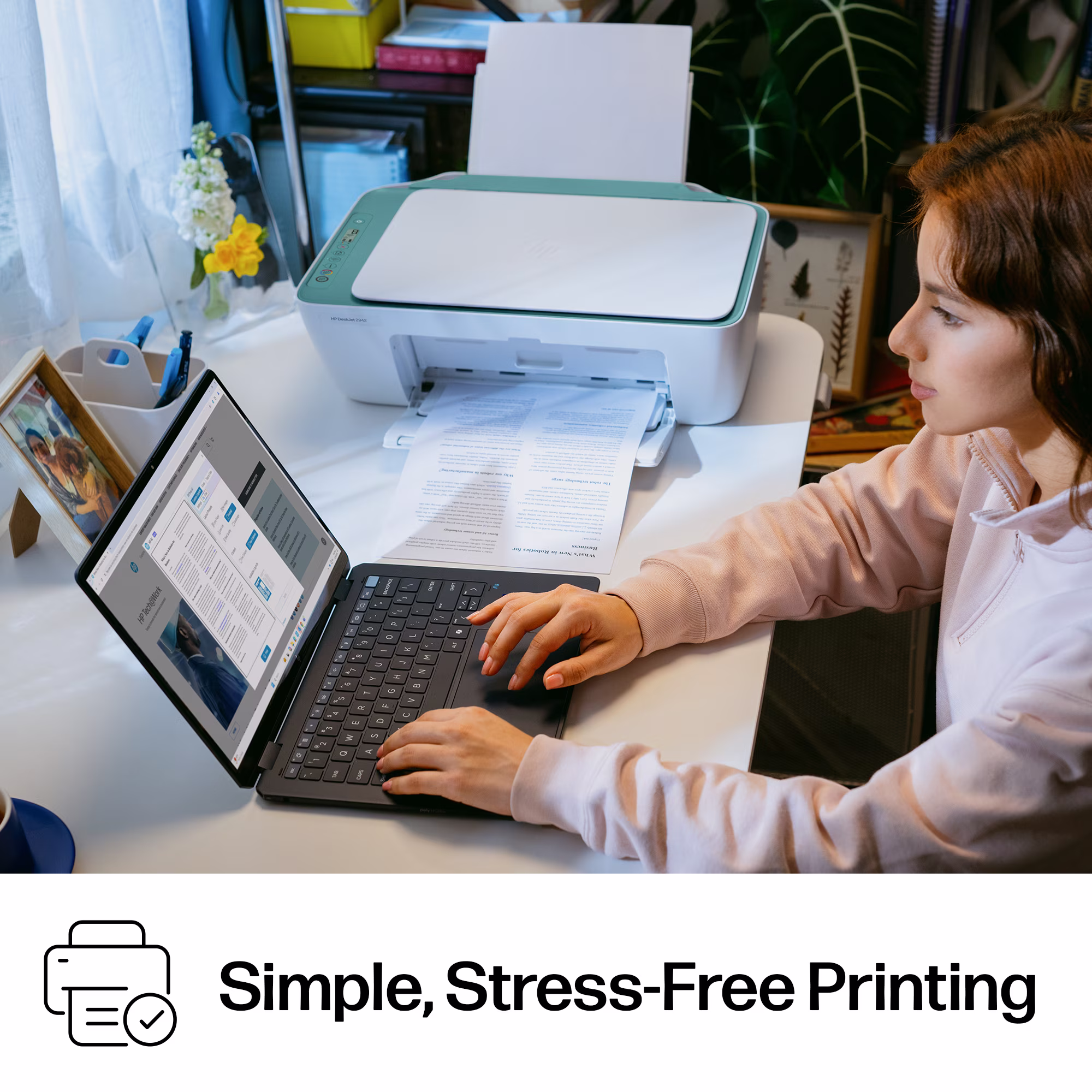 HP DeskJet 2942 Wireless All-in-One Color Inkjet Printer, 6 Months Free Instant Ink, Bristol Blue - Thumbnail 9
