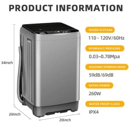 Portable Washing Machine 17.7 lbs Full Automatic Washer and dryer Machine with 10 Programs & 8 Water Levels Lavadora for Apartment,Bathroom,RV, Gold - Thumbnail 2