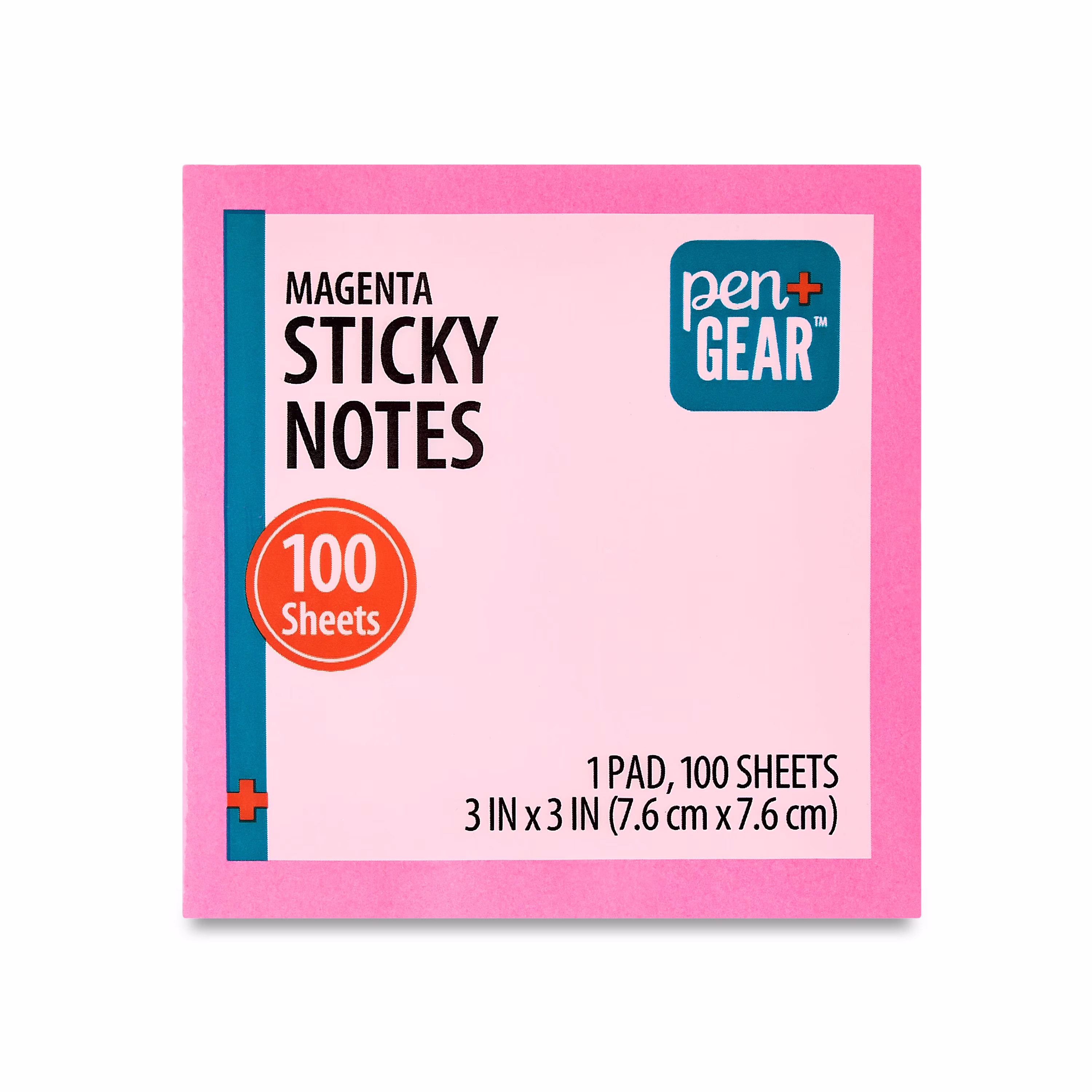 Pen+Gear Square Shaped Sticky Notes, 3" x 3", Magenta, 100 Sheets - Thumbnail 1