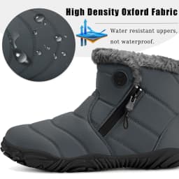 Womens Mens Barefoot Boots Shoes Winter Snow Boots Warm Ankle Booties Zero Drop Sole Wide Toe Box Fur Lined Outdoor Sneakers,42 - Thumbnail 2