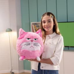 Hangry Petz: Lucy Pink Cat - 12" Animal Plush, Squeeze Tummy For Sounds, Hungry Angry Expression, Embroidered Face, Soft Round Companion, Kids - Thumbnail 6
