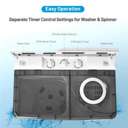 Costway 26lbs Portable Semi-automatic Washing Machine W/Built-in Drain Pump Grey - Thumbnail 6