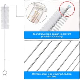 "Long Straw Brush, Nylon Pipe Tube Cleaning Brush, 10 Different Diameters, Straw Cleaner Brush set of 10 for Drinking Straws, Bottles, Keyboards - Thumbnail 3