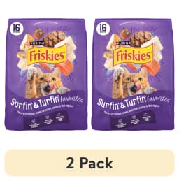 (2 pack) Purina Friskies Surfin and Turfin Favorites Dry Cat Food Flavors of Chicken, Whitefish, Salmon and Filet Mignon, 16 lb Bag - Thumbnail 1
