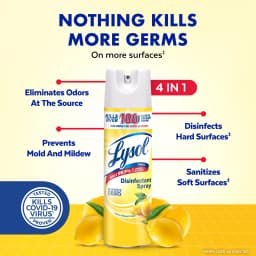 Lysol Disinfectant Spray, Sanitizing and Antibacterial Spray, Deodorizer, Lemon Breeze, 19 oz - Thumbnail 2