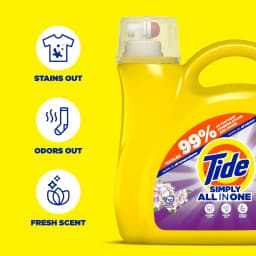 Tide Simply Laundry Detergent Liquid, Berry Blossom Scent, 117 fl oz, 89 Loads - Thumbnail 5