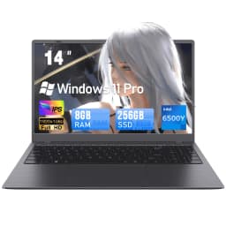 KINOBUC 14" FHD Laptop, Intel 6500Y, 8GB RAM, 256GB SSD, Windows 11, WiFi 5, Bluetooth 5.0, Office Ready - Thumbnail 1