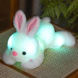 White Soft Glow Bunny Plush For Kids Sleep Aid With Led Light Comfort Size 13.78X3.15X1.57 Inches Portable 0.55 Lb Night Time Friend - Thumbnail 6