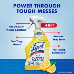 (6 pack) Lysol® All Purpose Cleaner Sanitizing and Disinfecting Spray Lemon Breeze Scent, 32 oz, Bottle - Thumbnail 3
