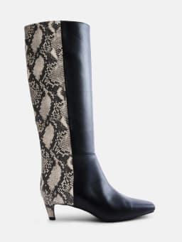 Scoop Women’s Two Tone Kitten Heel Knee High Boots, Wide Width Available - Thumbnail 1