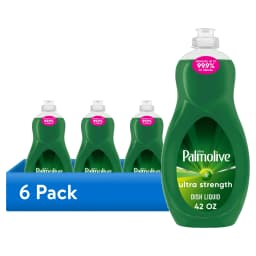 (6 pack) Palmolive Ultra Strength Liquid Dish Soap, Cuts Grease and Grime, No Soaking Needed, 42 fl oz Bottle - Thumbnail 1