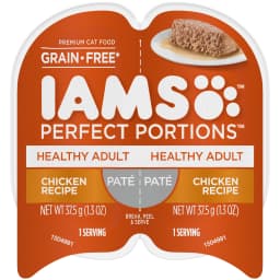 (2 pack) IAMS PERFECT PORTIONS Healthy Adult Grain Free Wet Cat Food Pat©, Chicken Recipe, 2.6 oz. Easy Peel Twin-Pack Tray - Thumbnail 2