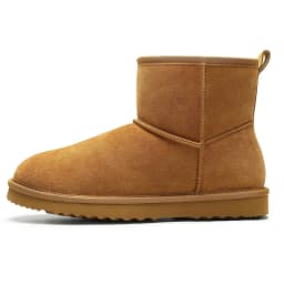 Crestar Genuine Suede Mini Boots for Women, Fur-Lined Winter Comfort Snow Short Booties, Chestnut - Thumbnail 5