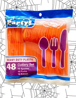 Orange Cutlery Plastic, Plastic Orange Cutlery, Orange Plastic Silverware, Heavy-Duty Orange Plastic Cutlery - Thumbnail 2