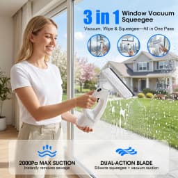 Electric Window Squeegee Glass Cleaner Tool, 3 in 1 Mirror Window Cleaner Squeegee Kit with Spray Cordless Electric Window Vacuum for Windows, Tiles - Thumbnail 2