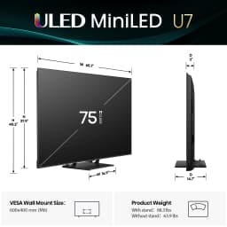 Hisense 75" Class U7 Series Mini-LED ULED 4K UHD Google Smart TV (75U75QG, 2025 Model) - QLED, Native 165Hz - Thumbnail 2