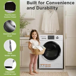 Hamilton Beach 2.7 Cu. ft. Front Loading Washer and Dryer, All-In-One Washer-Dryer Combo with 12+ Wash Programs, 800 RPM Spin Speed, White - Thumbnail 6