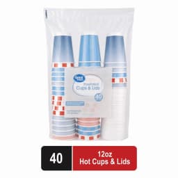 Great Value 12 oz Insulated Hot Cups with Lids, 40 Count - Thumbnail 1