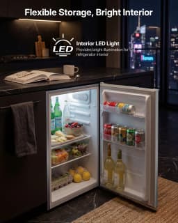 Upstreman 3.2 Cu ft Mini Fridge Without Freezer, Single Door Small Refrigerator No Freezer, Freezerless All-Refrigerator Cooler for Kitchen Office - Thumbnail 3