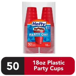 (8 pack) Hefty Party On Disposable Plastic Party Cups, Red, 18 oz., 50 Count - Thumbnail 2