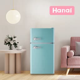 3.5 Cu.ft Compact Refrigerator WANAI Dual Doors Handles Mini Fridge with Top Freezer Blue New - Thumbnail 7