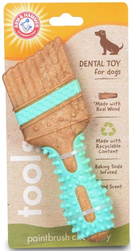 Arm & Hammer Tools 7.5" Wood Mix Paintbrush Durable Dental Dog Chew Toy - Thumbnail 1