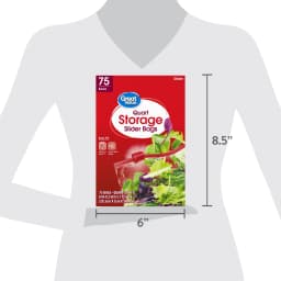 Great Value Fresh Seal Slider Zipper Quart Storage Bags, 75 Count - Thumbnail 4