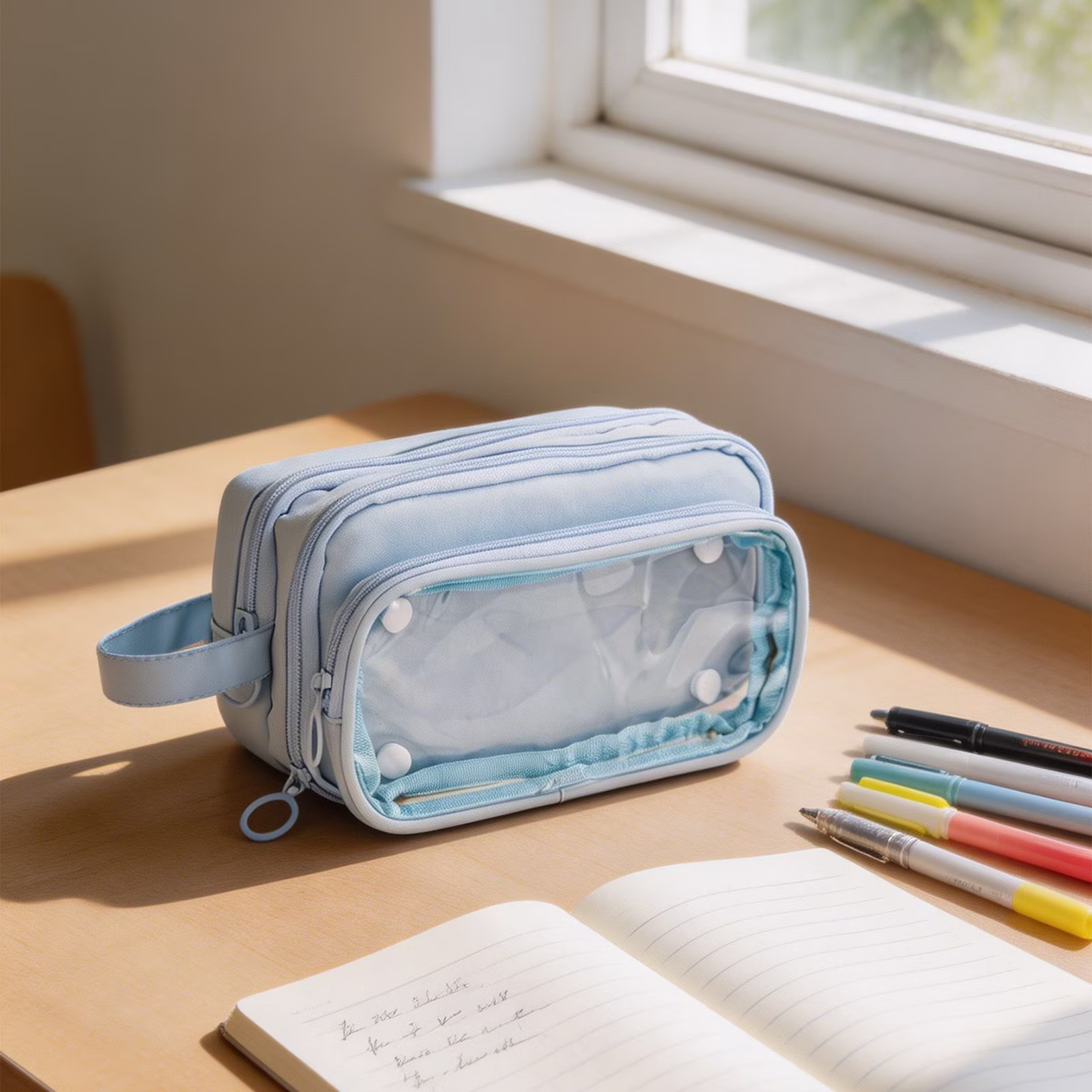Under $1 Transparent Pencil Case, Large Capacity Clear Pen Pouch with Slim Portable Design, Stationery Organizer for Classroom Office Supplies - Thumbnail 5