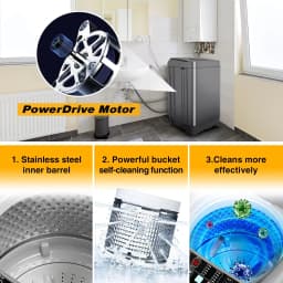 Portable Washing Machine 2.0 Cu.Ft. Full-Automatic Compact Washer Machine for Apartment, 10 Wash Program Small Portable Washer for Dorm, Apartment - Thumbnail 5