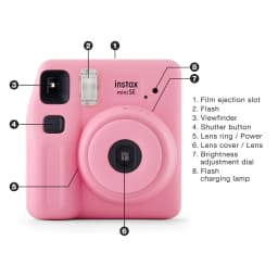 Fujifilm instax Mini SE Instant Camera with Case, Album, 10 Pack of Film, and Frame Stickers, Pink (Value bundle) - Thumbnail 13