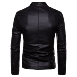LoyisViDion Men's Leather Plus Fleece Jacket Motorcycle Jacket Warm Leather Jacket Black 8(L) - Thumbnail 3