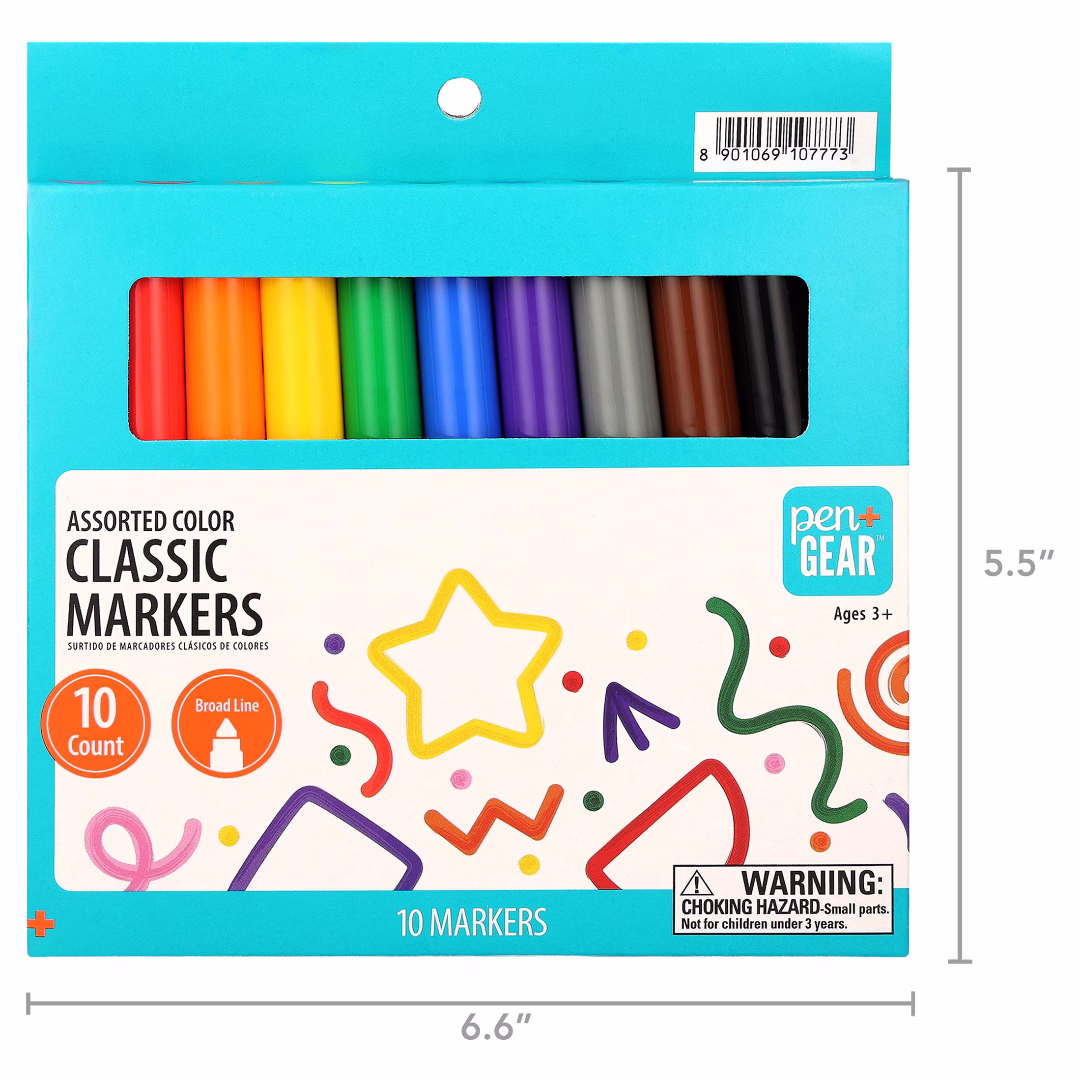 Pen+Gear Classic Markers, Broad Line, Assorted Colors, 10 Count - Thumbnail 8
